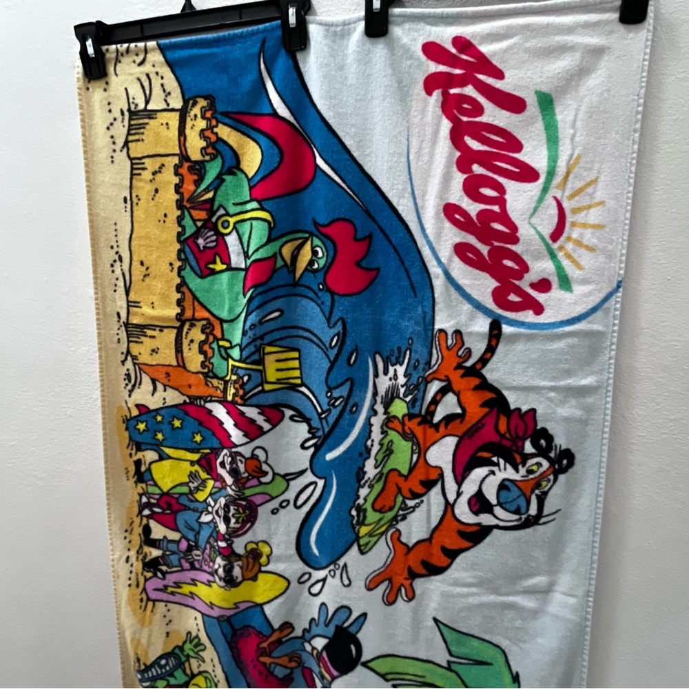 Vintage Kellogg Beach Towel Advertising Cereal Breakfast Collectible Memorabilia